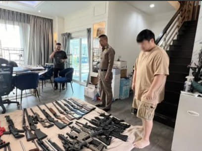 泰国网红豪宅被搜出大量枪支弹药！宛如军火库！