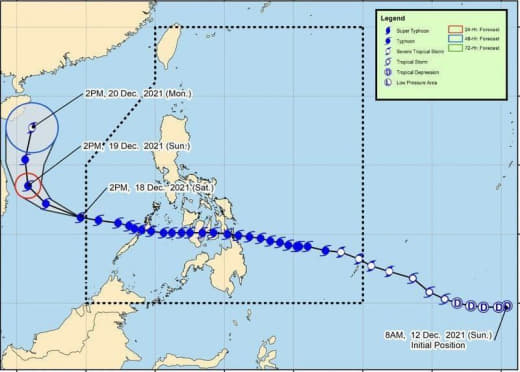 台风奥德特离开PAR，在西菲律宾海上空移动时增强