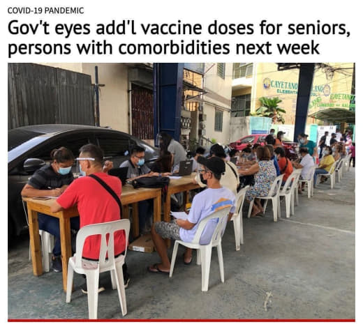 菲律宾将在下周为老年人和合并症患者安排疫苗加强剂