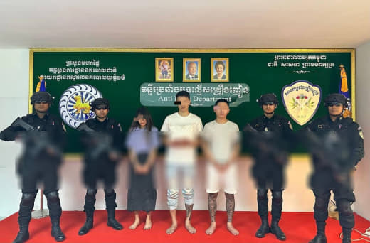 柬埔寨3名中国台湾男女涉嫌贩毒被捕