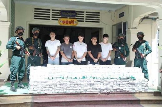 从金三角贩毒近800公斤至柬，6名中国台湾男子被捕
