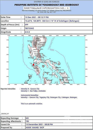 菲律宾吕宋岛南部发生5.3级中强震首都区震感明显