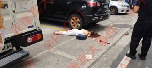 就在刚刚，makati韩国街的im酒店门口，有个女的被爆头了