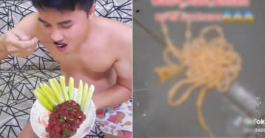 泰国一名28岁男子经常吃生牛肉，结果感染寄生虫，近日排出2米长“生猛”...