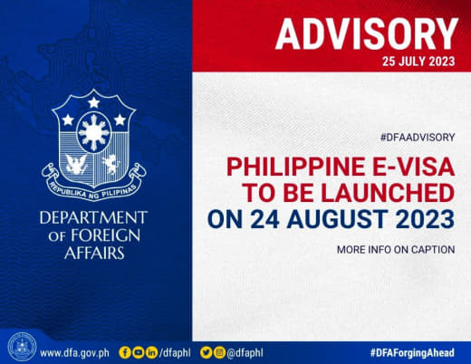 当地时间7月25日，菲律宾外交部(DFA)周二发表声明称，菲律宾电子签...