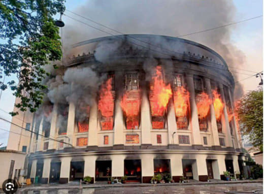 菲律宾马尼拉邮政大楼遭大火吞噬提升至最高火警马匹高速上