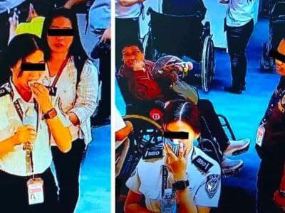 菲律宾尼诺·阿基诺国际机场(NAIA)一号航站楼一名女安检员被机场闭路...