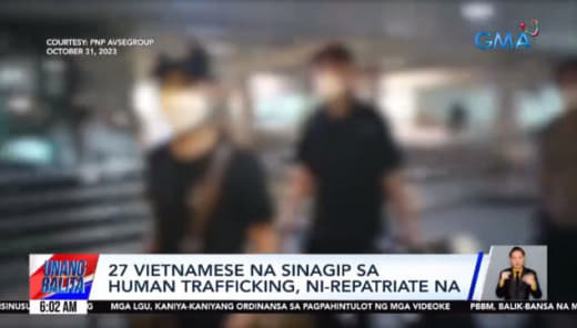 菲律宾政府已将10月份从人口贩运中获救的27名越南公民遣送回国。